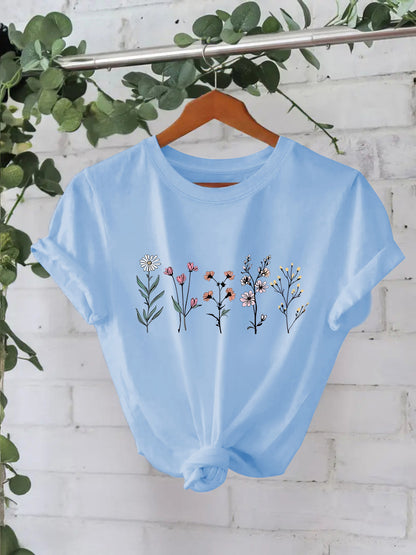 Round neck floral print top