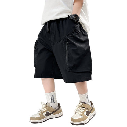 Casual Cargo Shorts for Boys Lightweight Mid-Length Pants Kids' Clothing