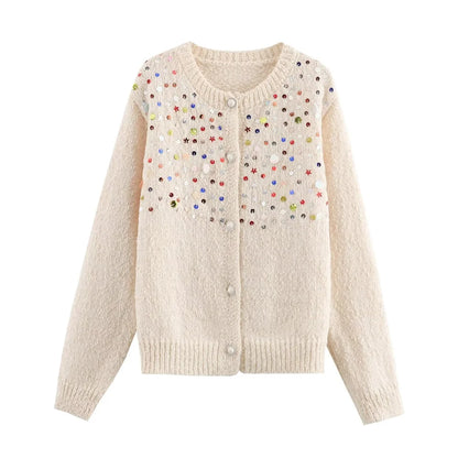 Franse mode kleurrijk gebreid vest met pailletten voor dames