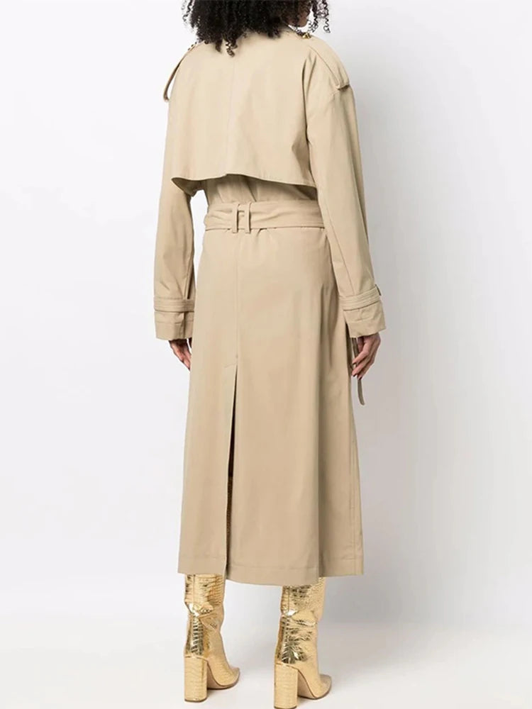 HIGH STREET Designer Elegante Dubbelbreasted Trenchcoat Met Zakken En Ceintuur