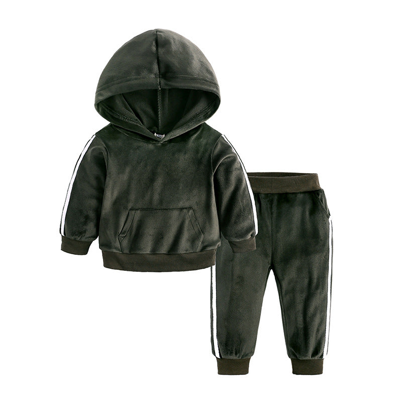 Tweedelige fluwelen unisex joggingpak voor kinderen
