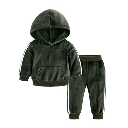 Tweedelige fluwelen unisex joggingpak voor kinderen