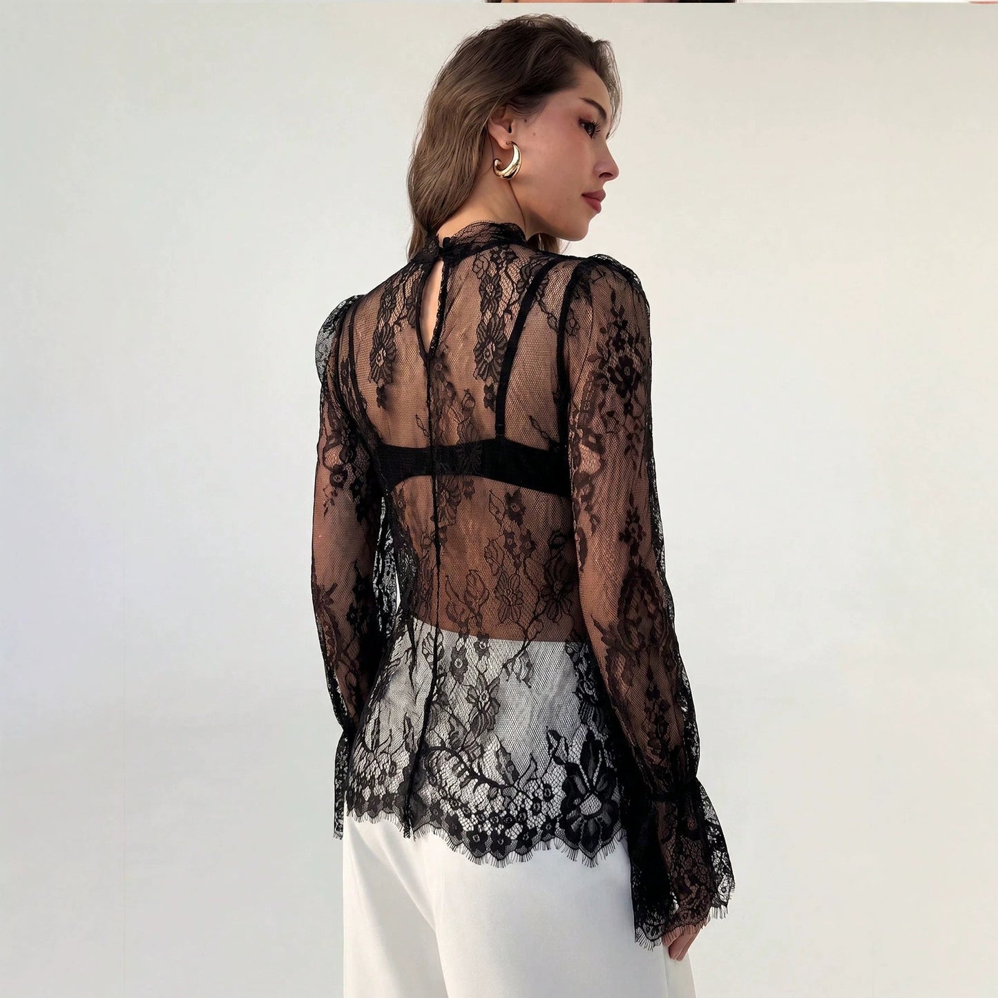 Lace long sleeved top