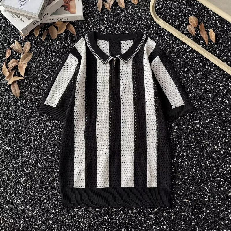 Polo shirt men's summer slim fit casual top with half sleeves