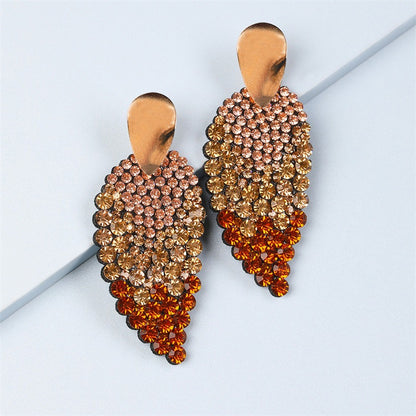 Leaf sparkling diamond minimalist earrings