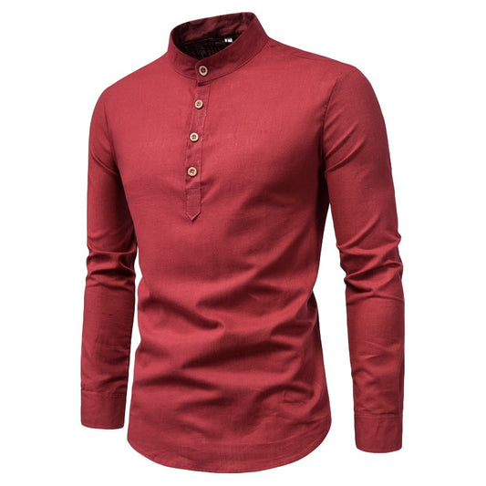 Slim fit herenoverhemd met lange mouwen en hoge hals