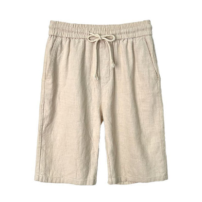 Cotton Linen Shorts Men's Summer Linen Five-Quarter Pants Men's Beach Pants Loose Casual Large Shorts