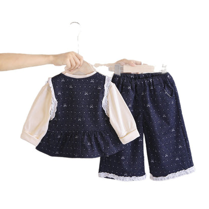 Spring and Autumn Baby Girl's 3-piece Vest Set