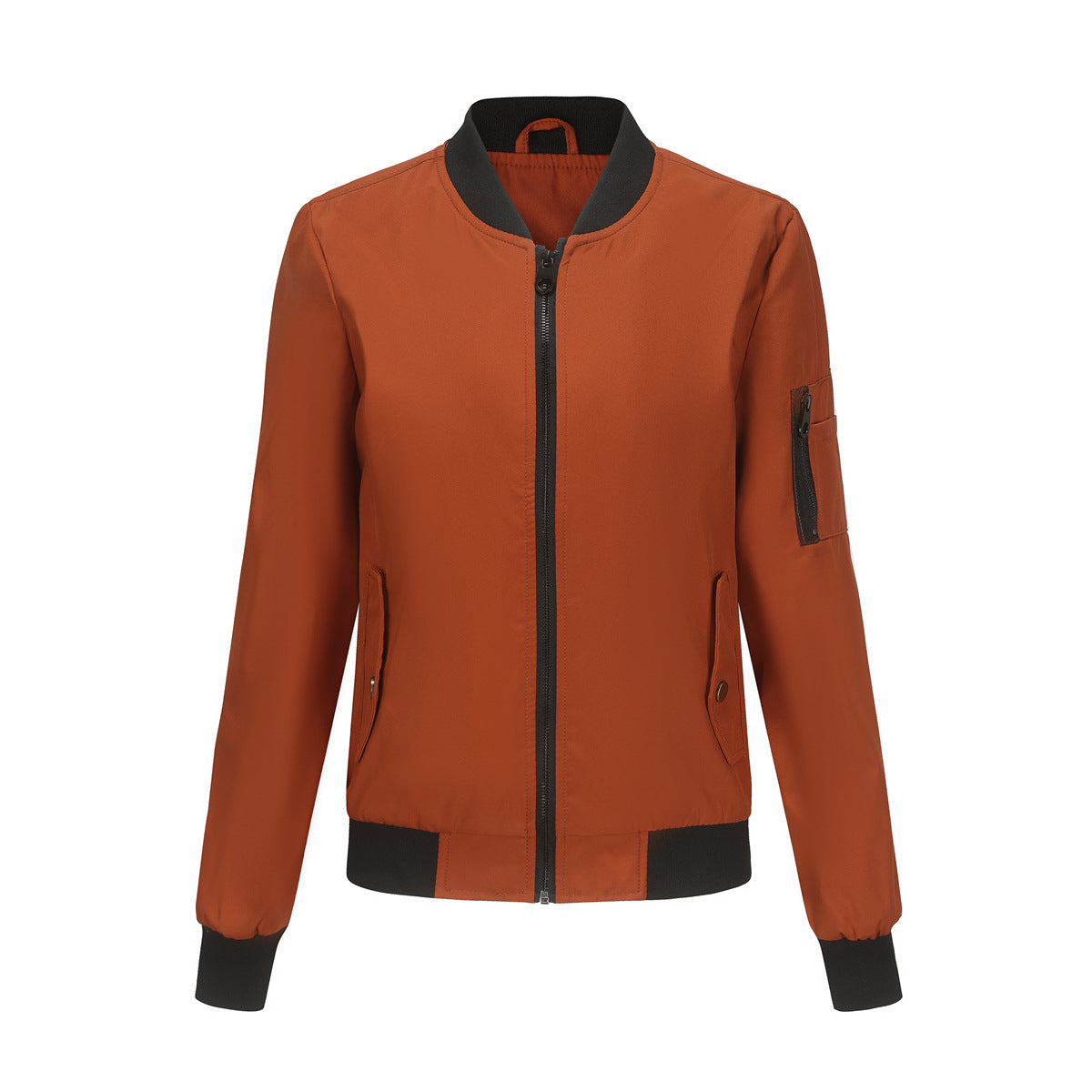 Stand up collar long sleeved loose jacket