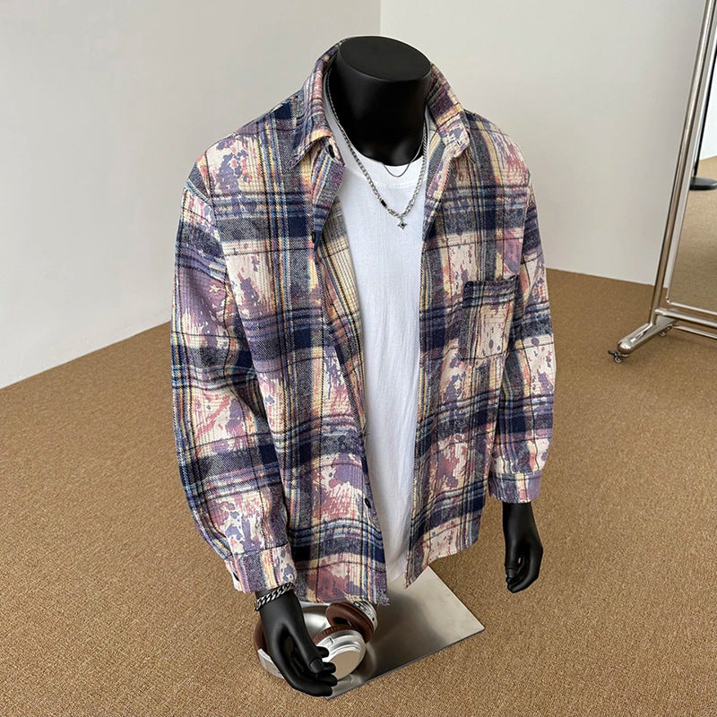 Loose long sleeved versatile tie dye men's long sleeved jacket