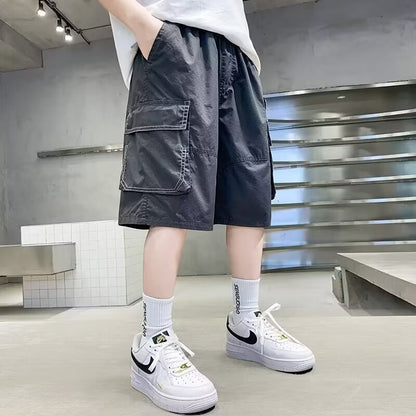 Boy's Cargo Shorts, Casual Mid-Length Pants for Kids
