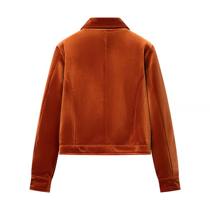Modieuze fluwelen jas casual en veelzijdig klassiek design