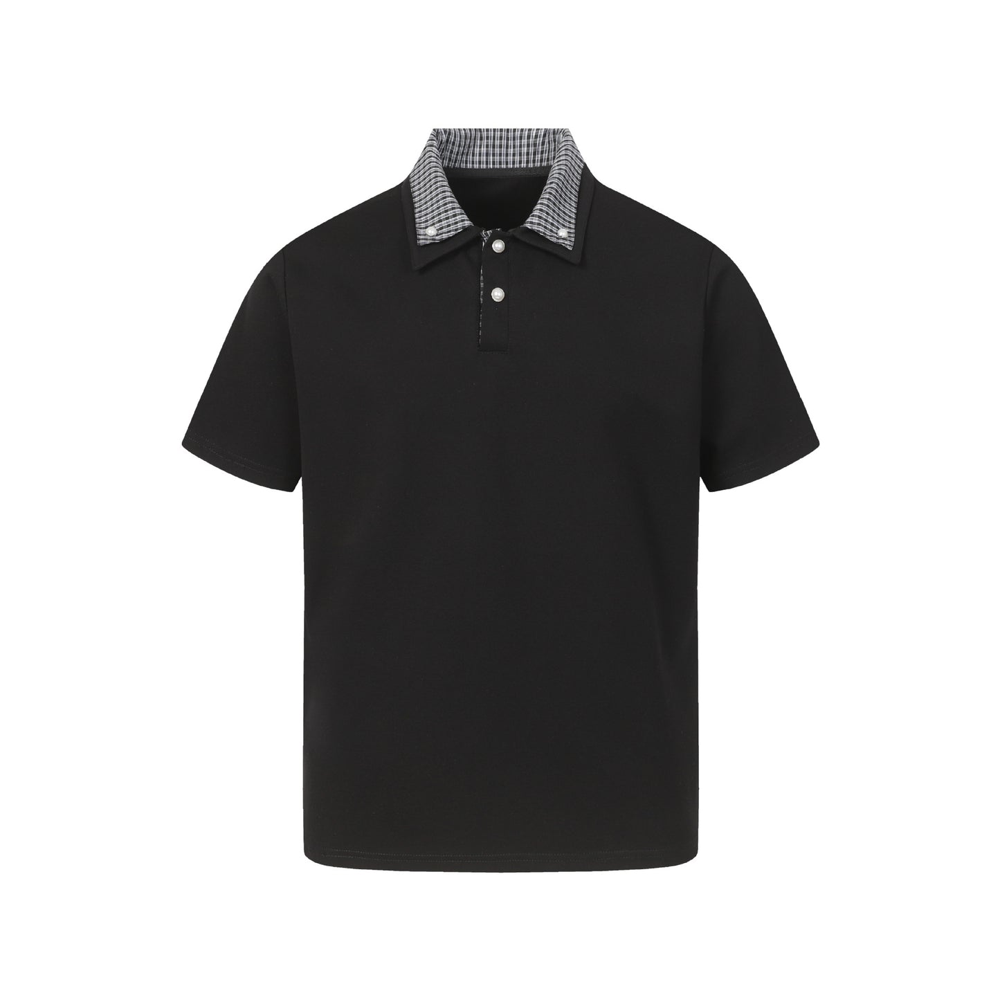 checkered collar polo shirt casual versatile short sleeve top