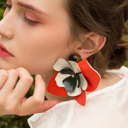 Boho etnische grote bloemvormige hangende oorbellen voor dames