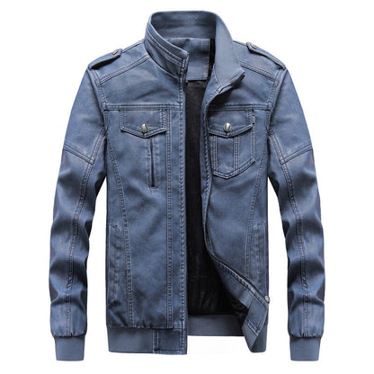 New Autumn and Winter Men's Leather Jacket Motorcycle Baseball Jacket Plus Size
