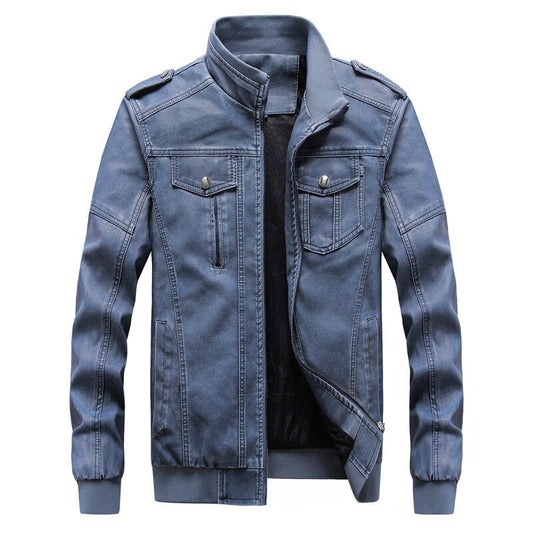New Autumn and Winter Men's Leather Jacket Motorcycle Baseball Jacket Plus Size