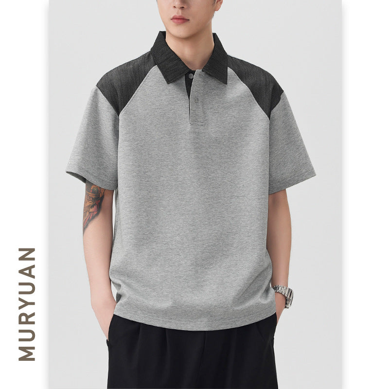 Poloshirt met retro kraag en kleurblokkendesign voor heren