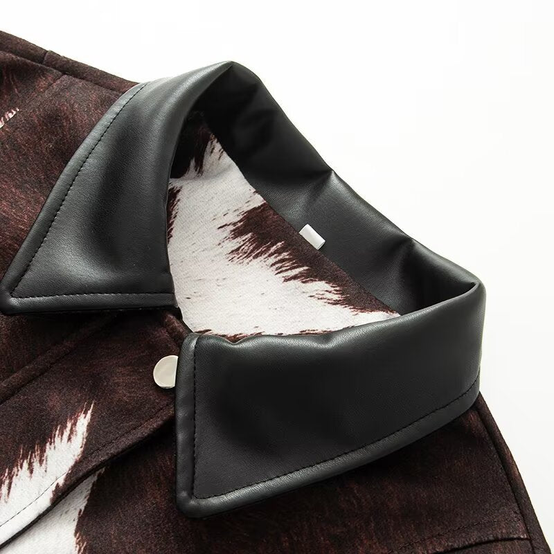 Imitation leather splicing jacket