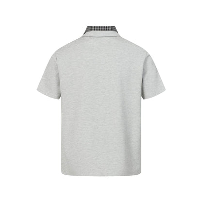 checkered collar polo shirt casual versatile short sleeve top