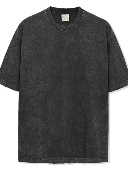 Heren T-shirt met ronde hals korte mouwen in gewassen look