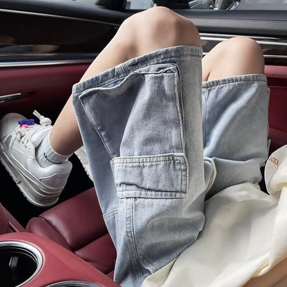 Workwear denim men's loose summer men's straight leg pants