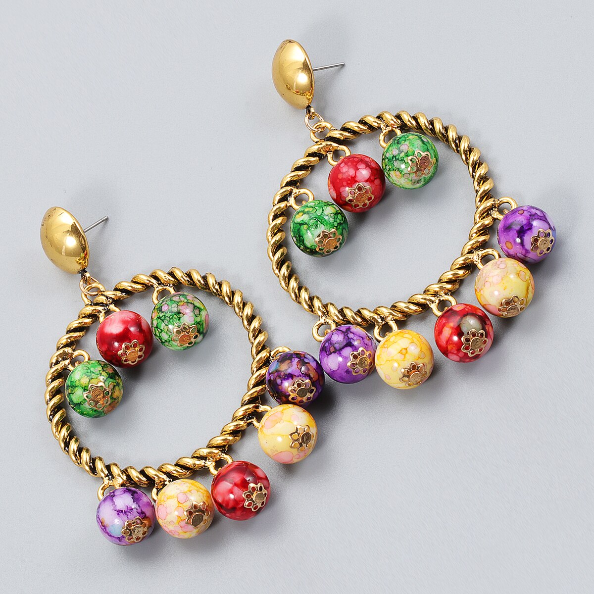 New Designer Beaded Ball Drop Dangle Earrings Jewelry Exquisite Ethnic Handmade Big Circle Earrings Women