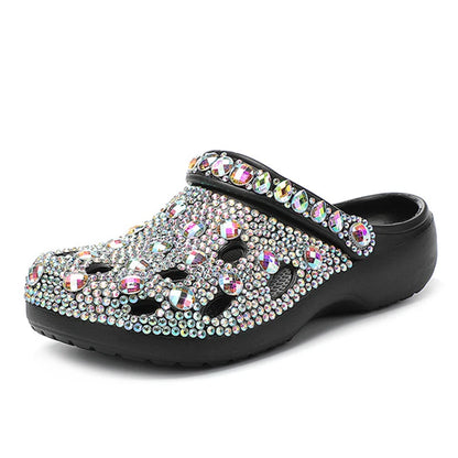 Luxe Europese handgemaakte zomerslippers voor dames versierd met strasssteentjes