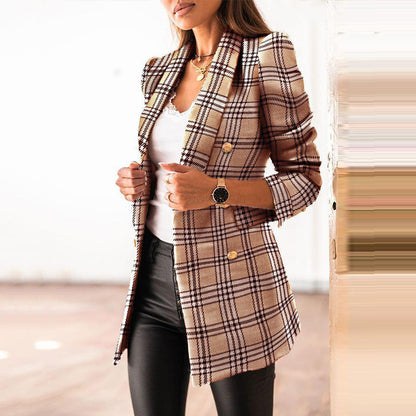 Elegant Fitted Long Sleeve Blazer Jacket for Women with Turn-Down Collar and Floral Pattern, Short Style