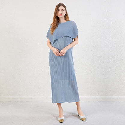 Women's summer French temperament dress seaside holiday wind sun protection cape with vest skirt two-piece set