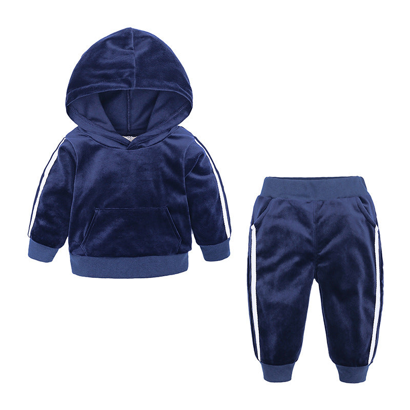 Tweedelige fluwelen unisex joggingpak voor kinderen