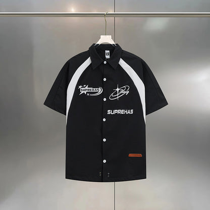 Shirt Jacket Unisex Summer Loose Canvas Work Short Sleeve Shirt