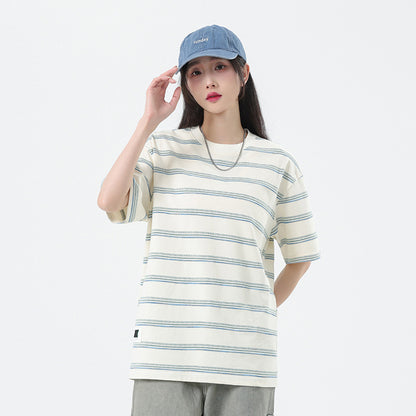 Striped short sleeved loose teenage summer t-shirt