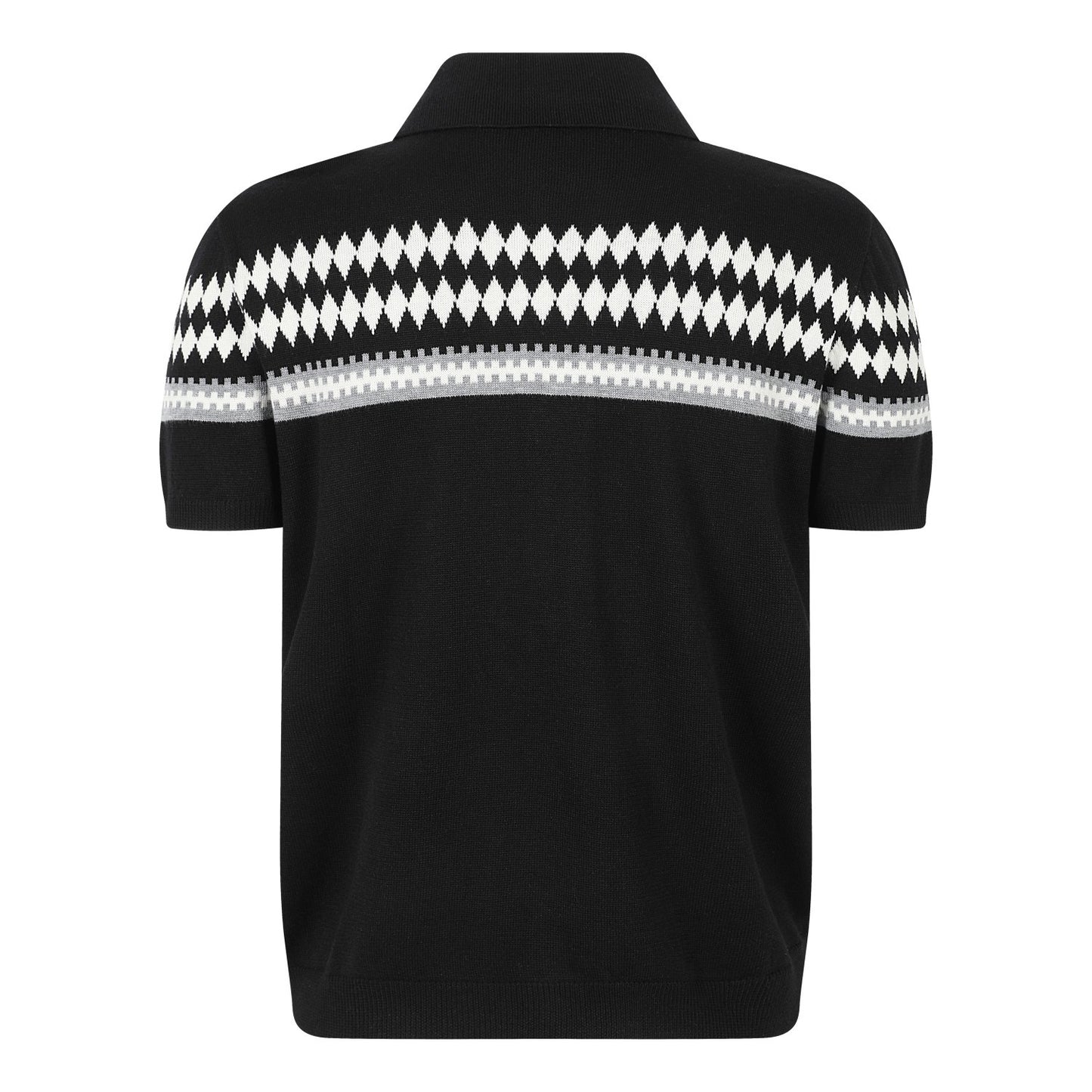 Jacquard collar button knit short sleeved cardigan for men