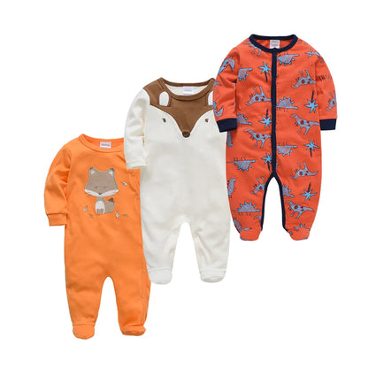 4 stuks/set pasgeboren baby jumpsuits met lange mouwen en print unisex