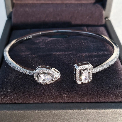 Trendy slangpunk peervormige verstelbare open armband van 925 sterling zilver