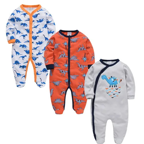 4 stuks/set pasgeboren baby jumpsuits met lange mouwen en print unisex