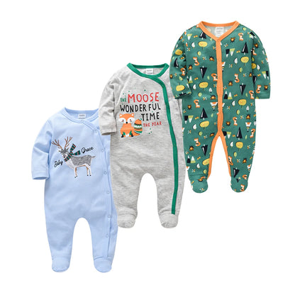 4 stuks/set pasgeboren baby jumpsuits met lange mouwen en print unisex