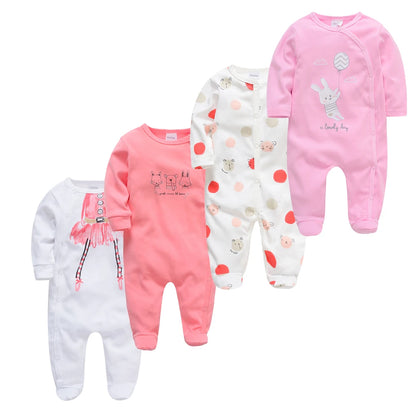 4 stuks/set pasgeboren baby jumpsuits met lange mouwen en print unisex