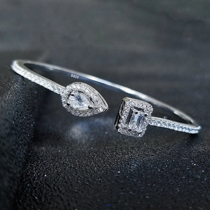 Trendy slangpunk peervormige verstelbare open armband van 925 sterling zilver