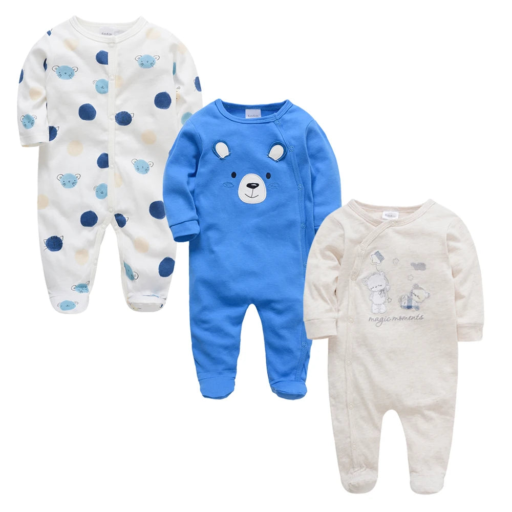 4 stuks/set pasgeboren baby jumpsuits met lange mouwen en print unisex