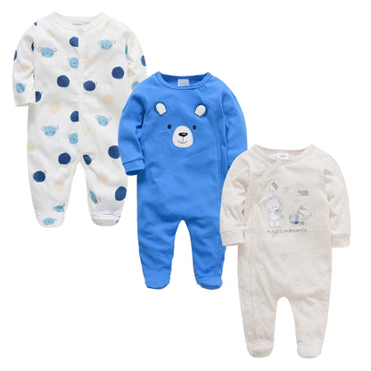 4 stuks/set pasgeboren baby jumpsuits met lange mouwen en print unisex