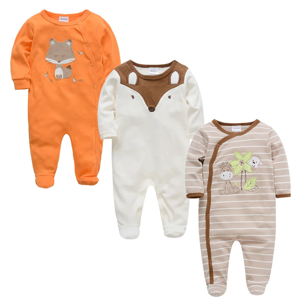 4 stuks/set pasgeboren baby jumpsuits met lange mouwen en print unisex