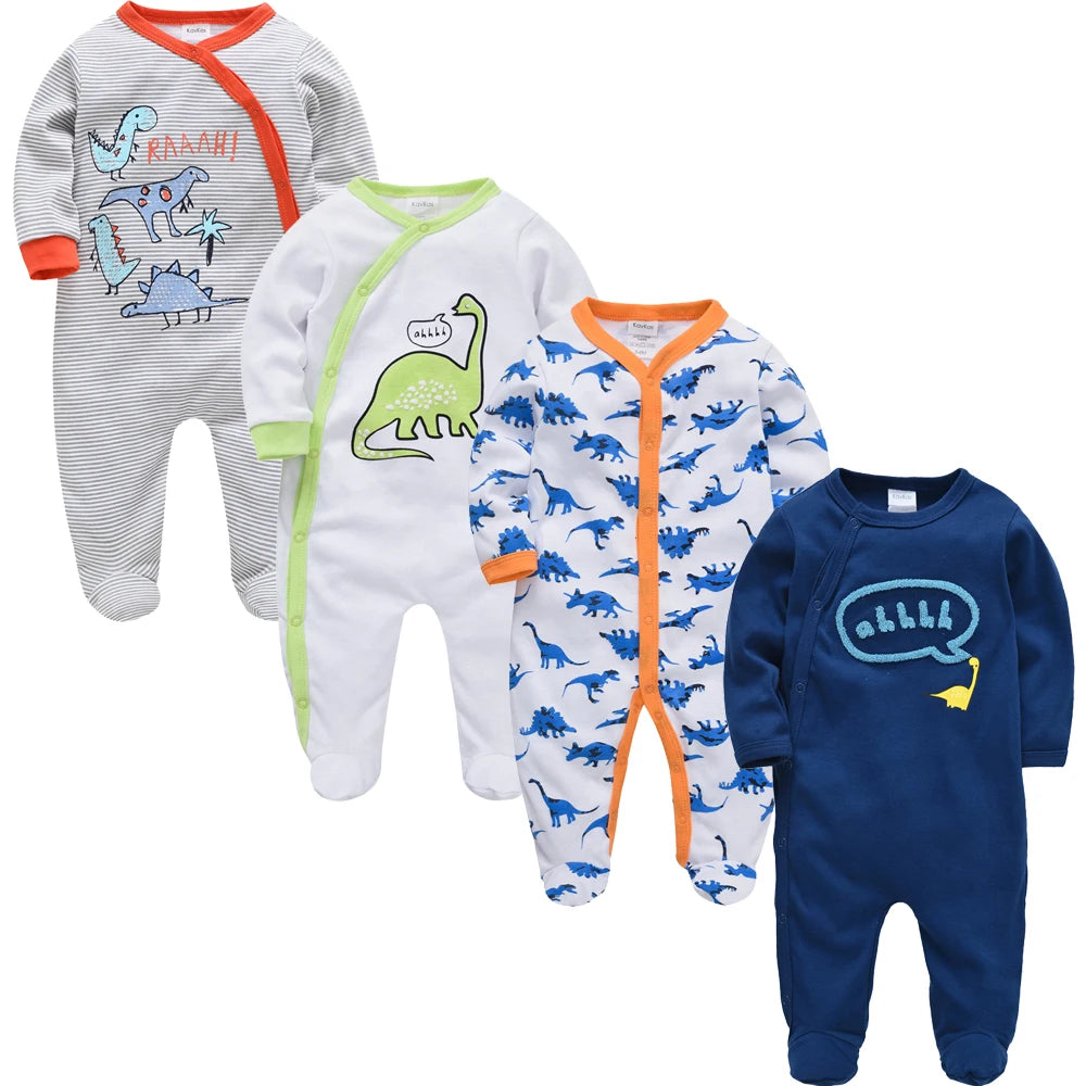 4 stuks/set pasgeboren baby jumpsuits met lange mouwen en print unisex