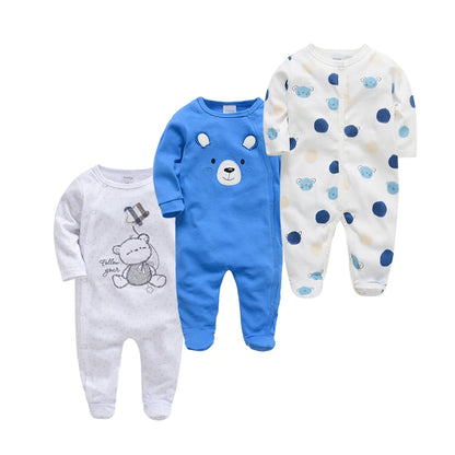 4 stuks/set pasgeboren baby jumpsuits met lange mouwen en print unisex