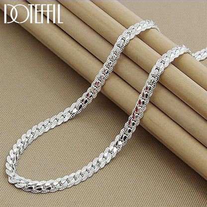 DOTEFFIL 925 Sterling Zilveren 6mm Volledige Zijdelingse Halsketting 18/20/24 Inch
