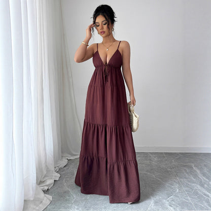 Cross-border European and American elegant sling High sense maxi dress women's clothing 2025 spring and summer Amazon independent station
