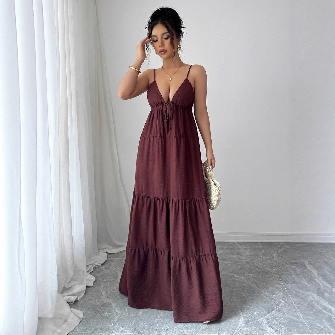 Cross-border European and American elegant sling High sense maxi dress women's clothing 2025 spring and summer Amazon independent station