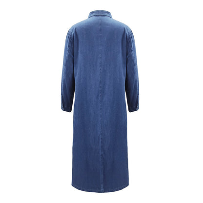 2024 European and American Amazon spring and autumn women's long-sleeved shirt dress loose casual cardigan one-piece maxi dress