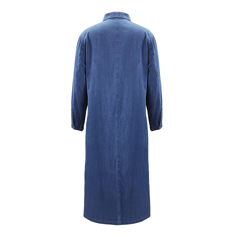 2024 European and American Amazon spring and autumn women's long-sleeved shirt dress loose casual cardigan one-piece maxi dress