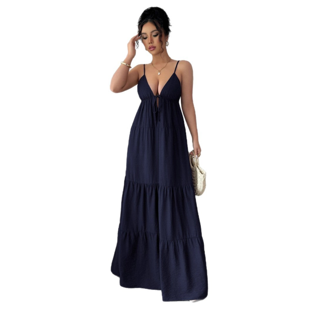 Cross-border European and American elegant sling High sense maxi dress women's clothing 2025 spring and summer Amazon independent station